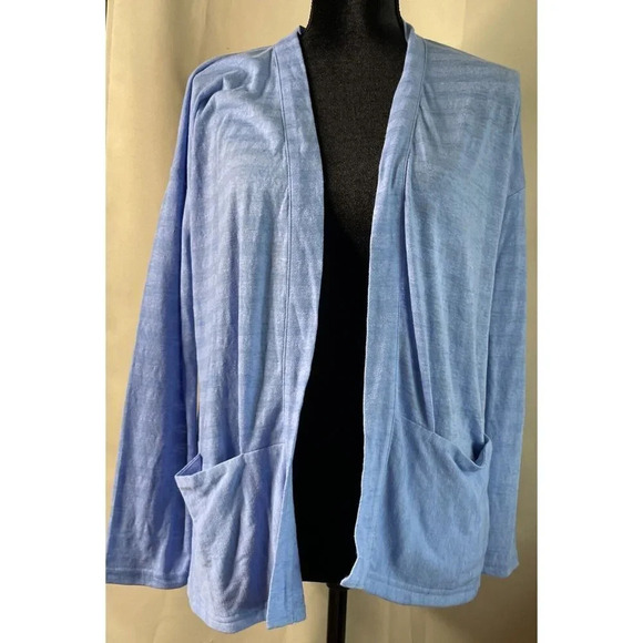T By Talbots Blue Open Cardigan Activewear Jacket Long Sleeve NEW Small‎ Petite - Picture 1 of 6